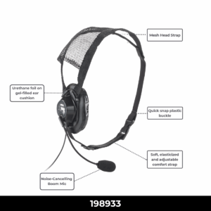 198933 - Single-Sided, Lightweight, Mesh-mounted Headset with Boom Mic.
